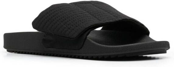 Rick Owens DRKSHDW canvas touch-strap piped slides Black