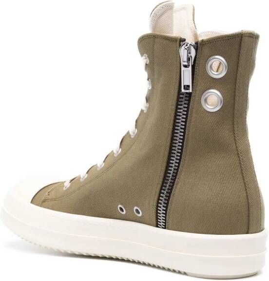 Rick Owens DRKSHDW eyelet-detail canvas high-top sneakers Green