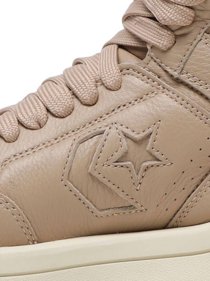 Rick Owens DRKSHDW panelled leather hi-top sneakers Neutrals