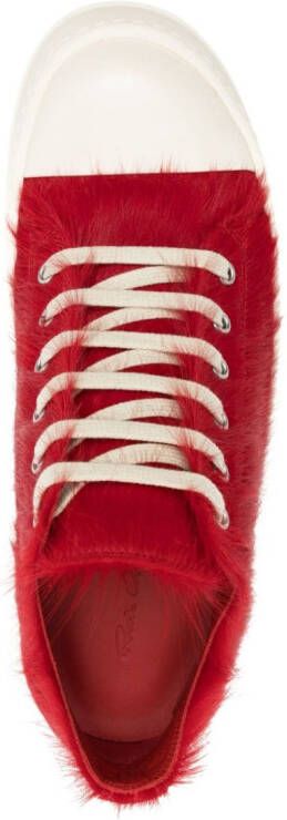 Rick Owens fur-design sneakers Red