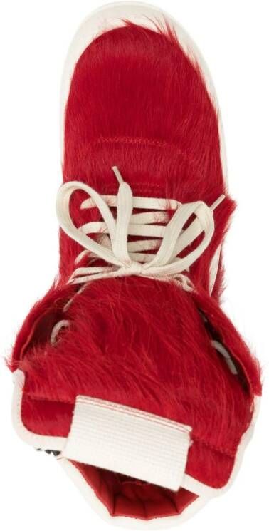 Rick Owens Geobasket fur-design sneakers Red