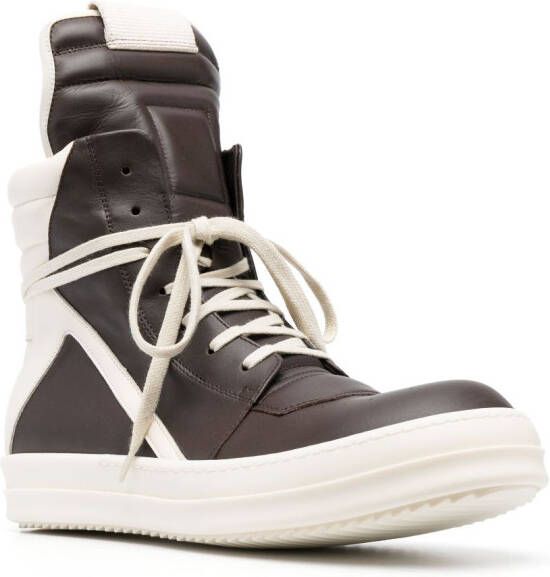 Rick Owens Geobasket high-top leather sneakers Brown