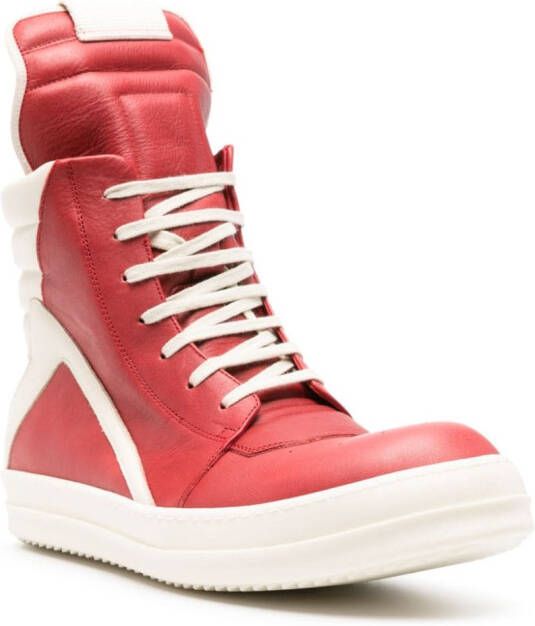 Rick Owens high-top leather sneakers Red