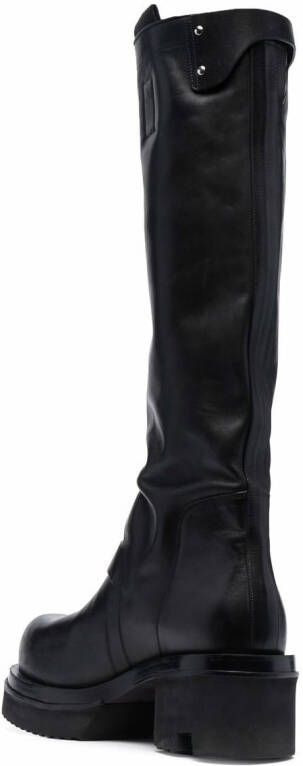 Rick Owens knee-high leather boots Black