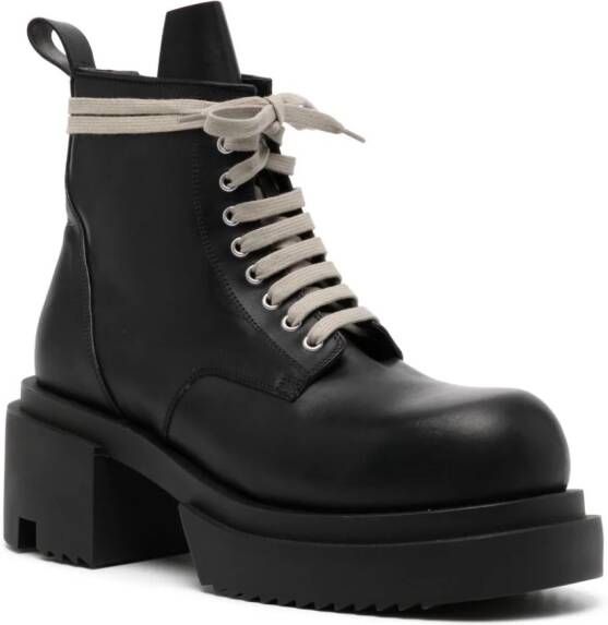 Rick Owens lace-up leather boots Black