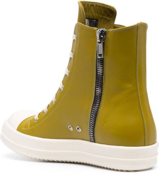 Rick Owens lace-up leather sneakers Green