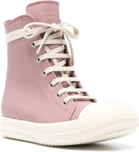 Rick Owens lace-up leather sneakers Pink