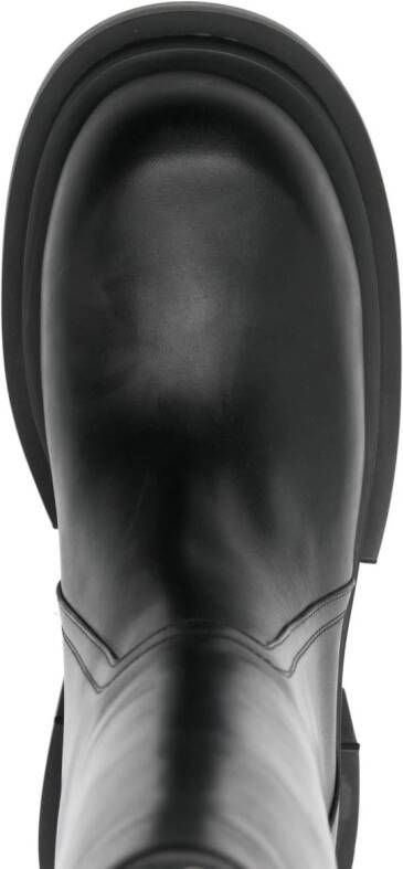 Rick Owens mid-calf leather plaform boots Black