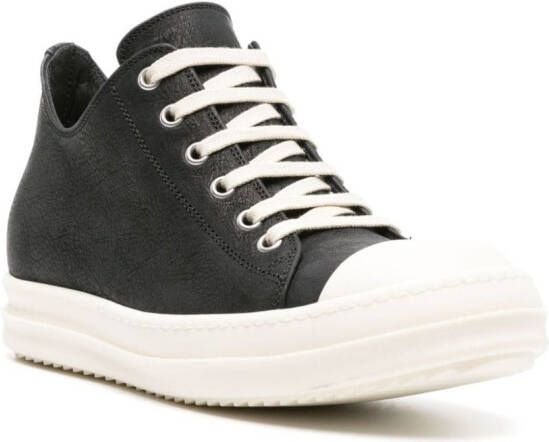 Rick Owens mid-top waxed-leather sneakers Black