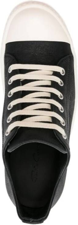 Rick Owens mid-top waxed-leather sneakers Black