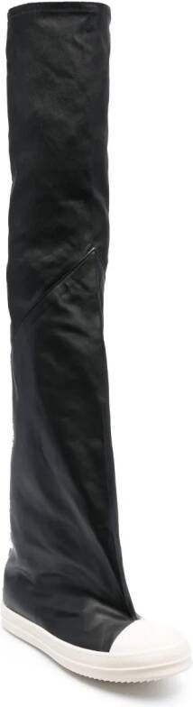 Rick Owens Oblique thigh-high leather boots Black