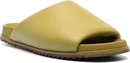 Rick Owens padded leather slides Green