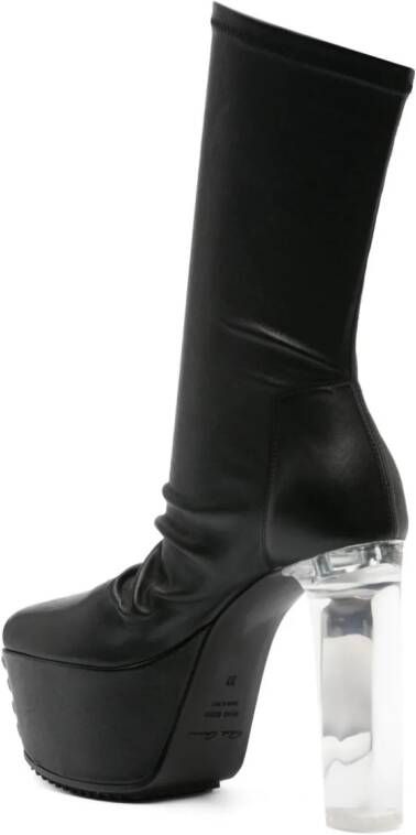 Rick Owens peep-toe leather mid-calf boots Black