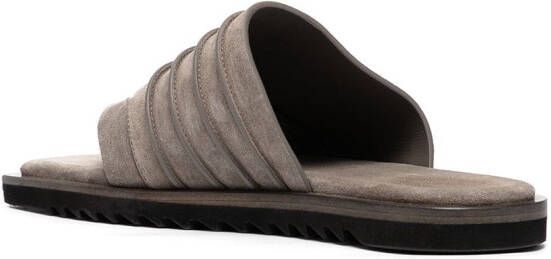 Rick Owens ribbed thong suede sandals Brown