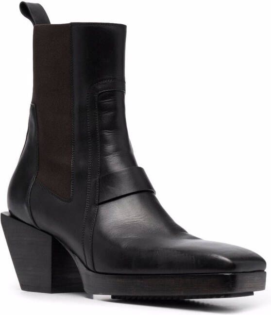 Rick Owens square-toe leather boots Black
