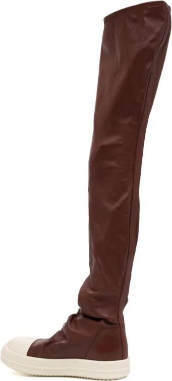 Rick Owens thigh-high leather boots Brown