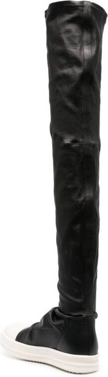 Rick Owens thigh-high leather sneaker boots Black