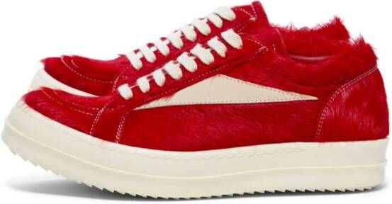Rick Owens Vintage lace-up leather sneakers Red