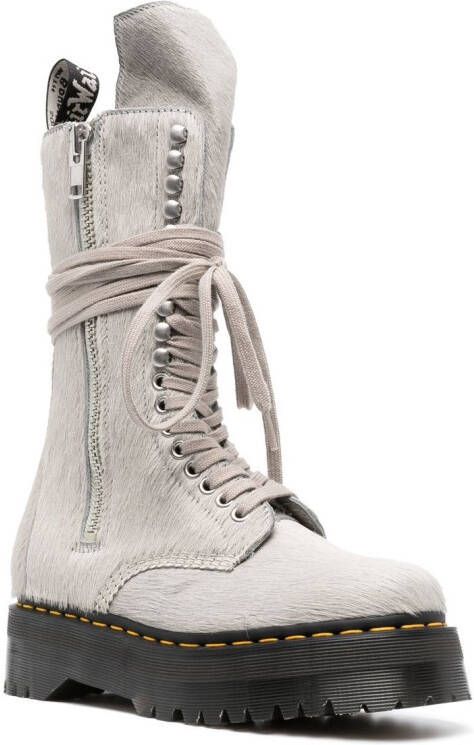 Rick Owens x Dr Martens calf-hair quad-sole boots Grey