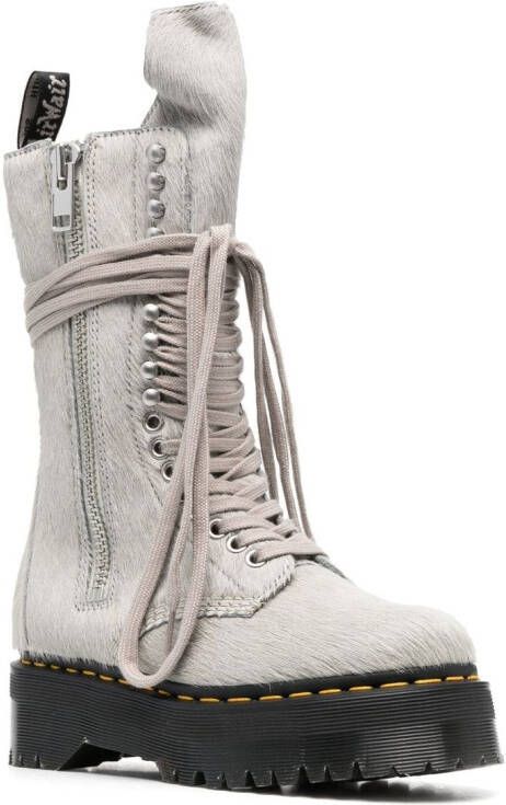 Rick Owens x textured chunky lace-up boots Neutrals