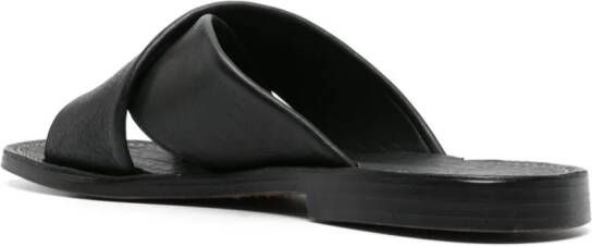 Rier crossover-strap leather slides Black