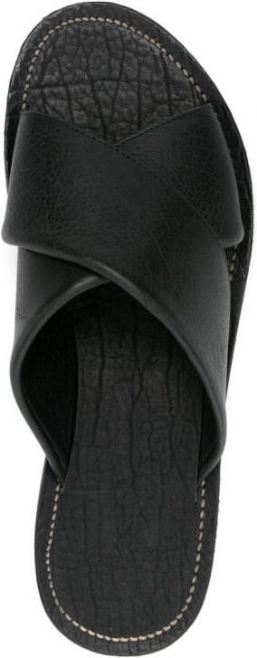 Rier crossover-strap leather slides Black