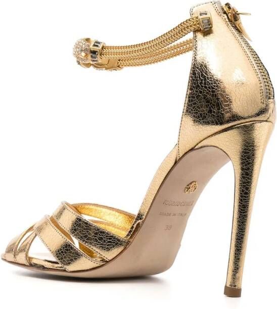 Roberto Cavalli 112mm crystal-embellished leather sandals Gold