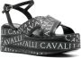 Roberto Cavalli 70mm logo-print wedge sandals Black - Thumbnail 2
