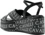 Roberto Cavalli 70mm logo-print wedge sandals Black - Thumbnail 3