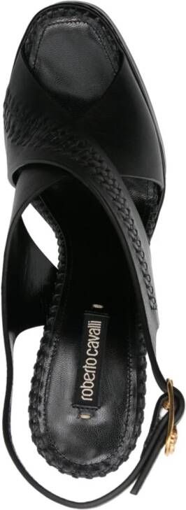Roberto Cavalli braid-detailing platform sandals Black