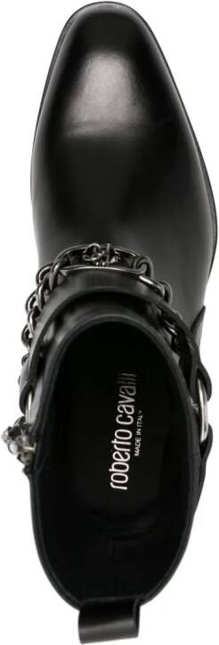 Roberto Cavalli chain-link leather boots Black