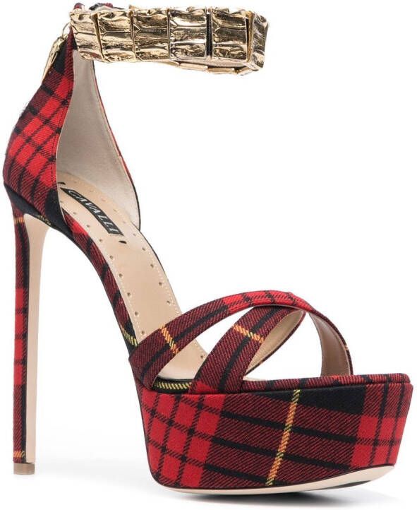 Roberto Cavalli check-pattern 170mm sandals Red