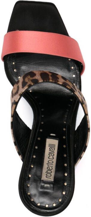 Roberto Cavalli contrasting panel sculpted-heel sandals Brown