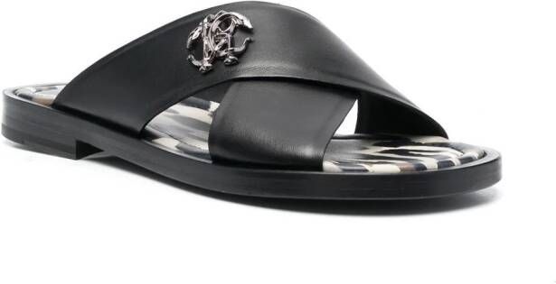 Roberto Cavalli criss-cross leather sandals Black