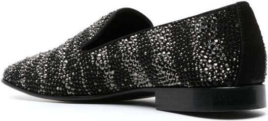 Roberto Cavalli crystal-embellished leather loafers Black