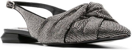 Roberto Cavalli crystal-embellished slingback ballerinas Grey