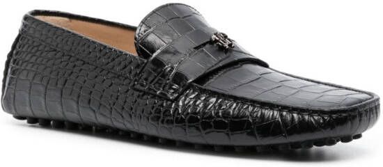 Roberto Cavalli embossed crocodile-effect leather loafers Black
