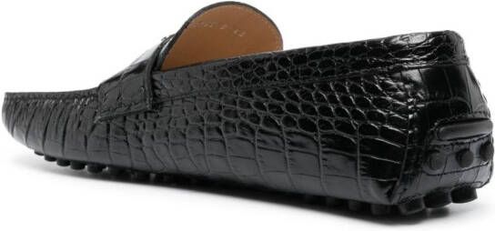 Roberto Cavalli embossed crocodile-effect leather loafers Black