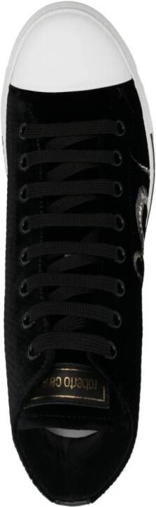 Roberto Cavalli embroidered-motif suede sneakers Black