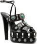 Roberto Cavalli gemstone-detail leather platform sandals Black - Thumbnail 2