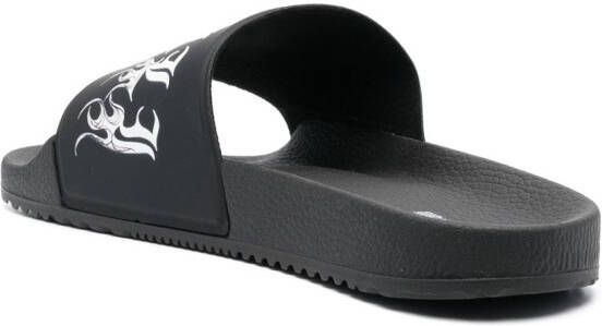 Roberto Cavalli gothic logo-print slides Black