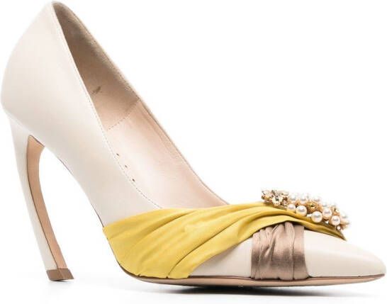 Roberto Cavalli grapes-charm Tiger-Tooth slingback pumps Neutrals