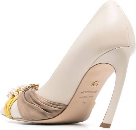 Roberto Cavalli grapes-charm Tiger-Tooth slingback pumps Neutrals