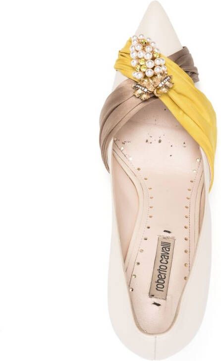 Roberto Cavalli grapes-charm Tiger-Tooth slingback pumps Neutrals