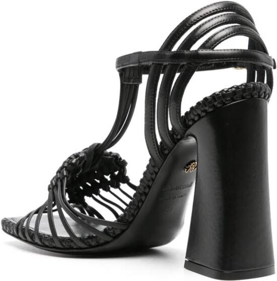 Roberto Cavalli interwoven-straps leather sandals Black