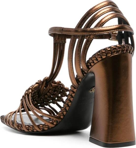 Roberto Cavalli interwoven-straps leather sandals Gold
