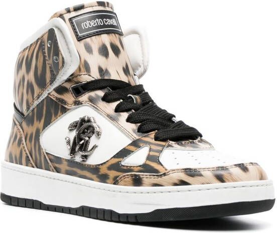 Roberto Cavalli jaguar-print hi-top sneakers Neutrals