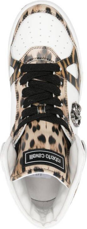 Roberto Cavalli jaguar-print hi-top sneakers Neutrals