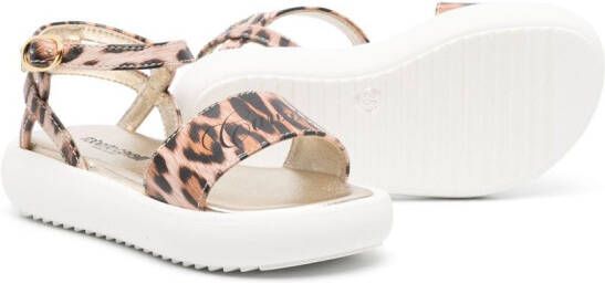 Roberto Cavalli Junior leopard-print leather sandals Neutrals