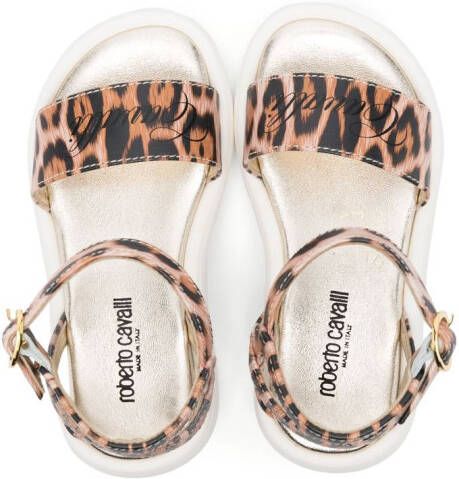 Roberto Cavalli Junior leopard-print leather sandals Neutrals